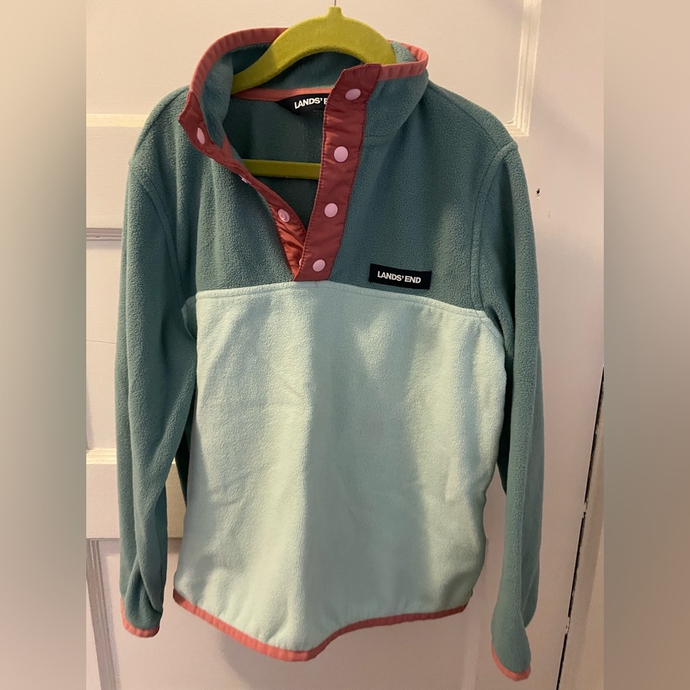 Girls Lands End Quarter Snap Fleece